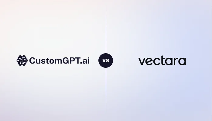 The CustomGPT.ai logo beside the Vectara logo, separated by "vs".