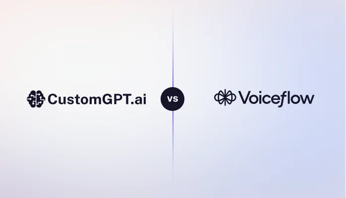 The CustomGPT.ai logo beside the Voiceflow logo, separated by "vs".