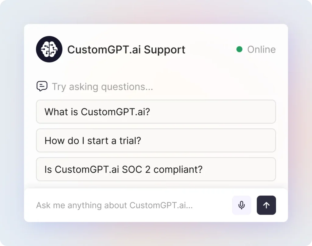 An agent built from a website, answering a visitor’s question