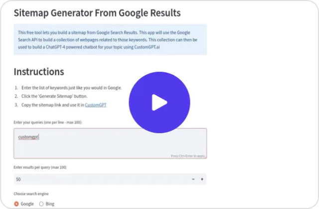 Video thumbnail for the Sitemap From Google Results tool.