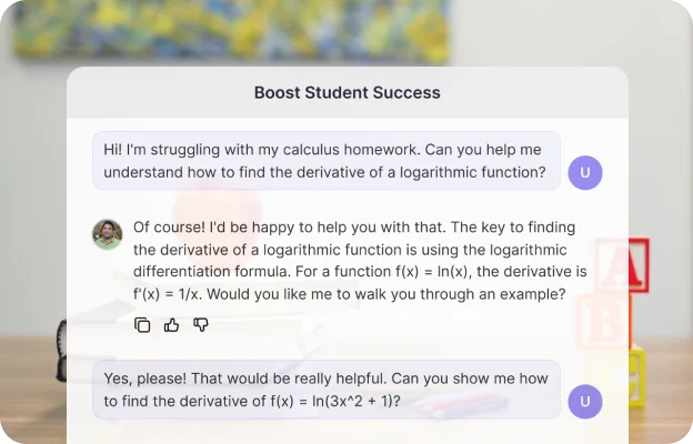 A student asking for help with calculus homework and the agent explaining the rule to use.