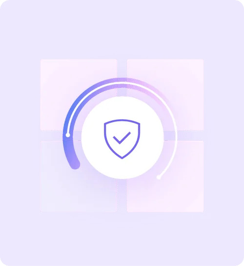 A shield over a locked grid of panels, for how CustomGPT.ai handles LinkedIn data securely