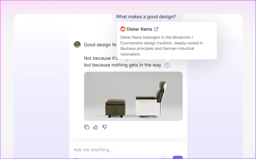 A CustomGPT.ai agent answering in chat beside the design controls that style it