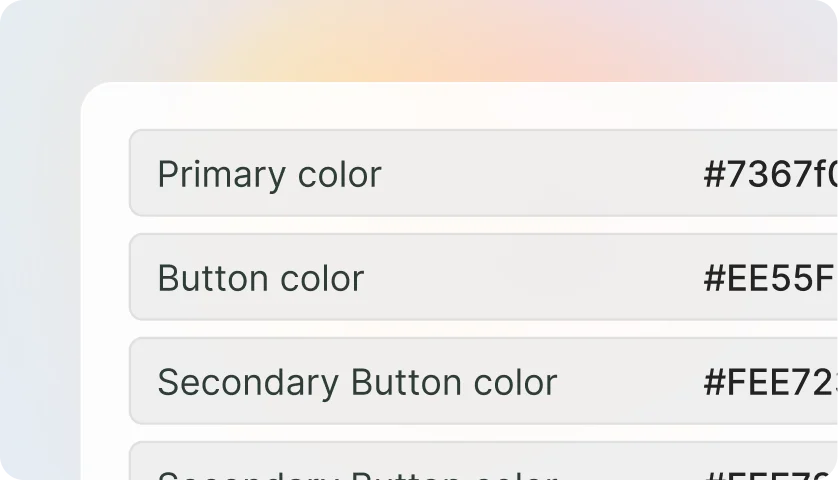 An agent’s appearance settings — primary, button and secondary colours.