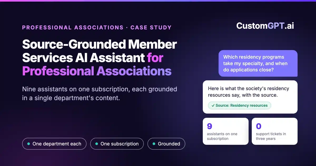 Source-Grounded Member Services AI Assistant for Professional Associations