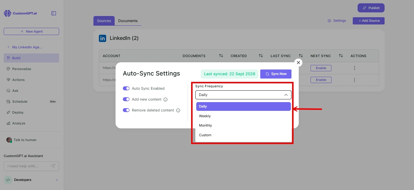 Scheduled auto-sync