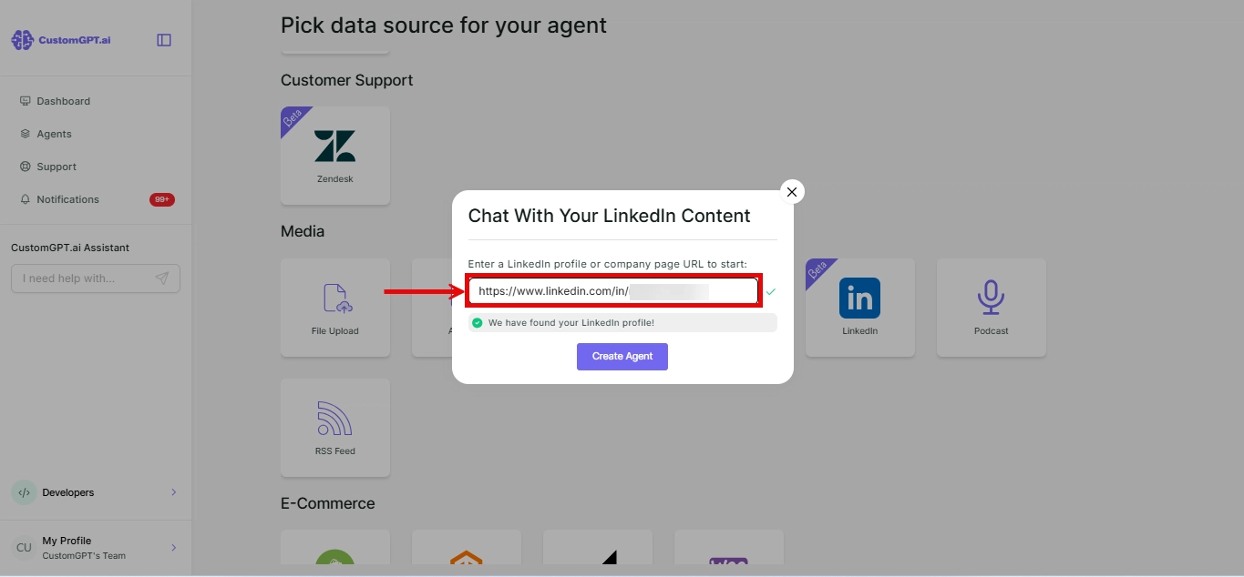 Enter a LinkedIn profile or company page URL